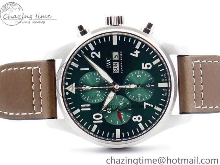 MIROTIME 0103 Pilot Chrono IW377726 ZF 1:1 Best Edition Green Dial on Brown Leather Strap A Trendsetting 7125